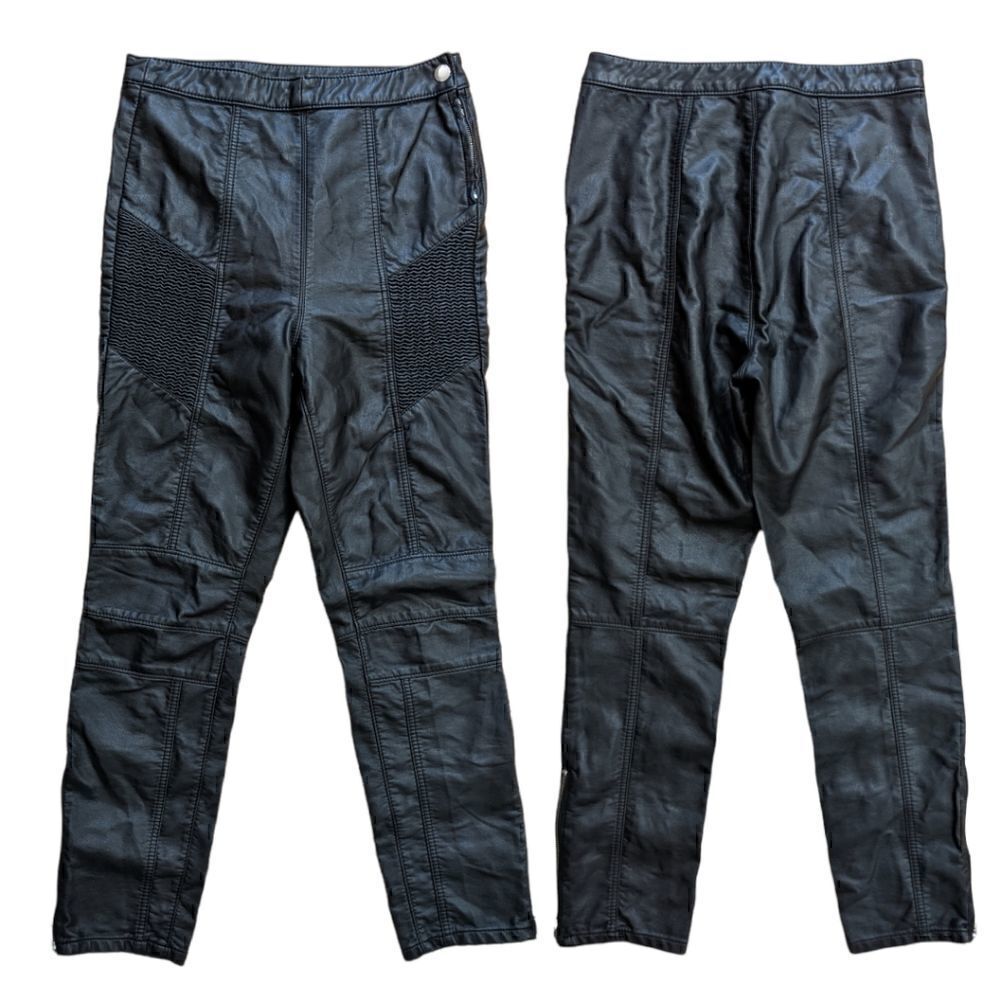 Free People Black Faux Leather Pants Ankle Zip Size 8